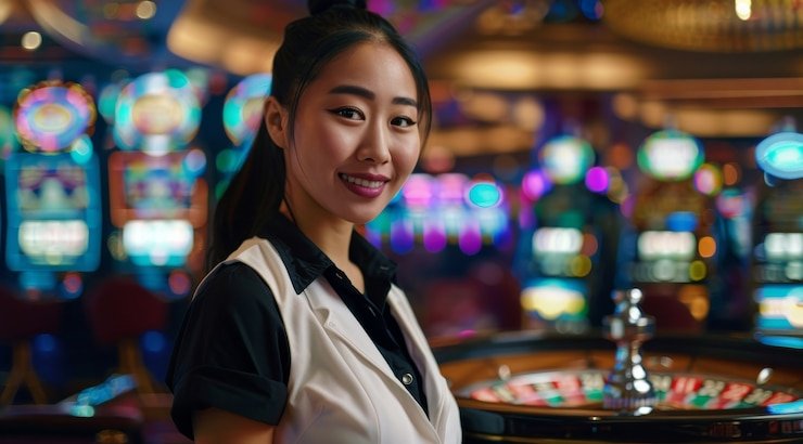 Studio dealer langsung koboy slot Golden Toad dengan meja HD dan multi-kamera